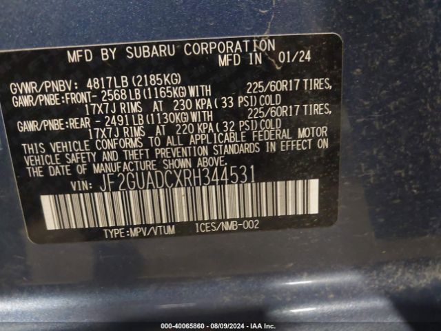 JF2GUADCXRH344531 Subaru Crosstrek Premium
