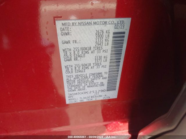 5N1DR3CA3PC251290 Nissan Pathfinder Sl Fwd