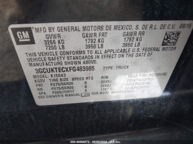 3GCUKTECXFG483985 Chevrolet Silverado 1500 High Country