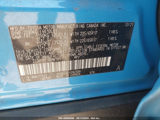 Toyota RAV4 LE 2021 2T3H1RFV2MW184155 Image 9