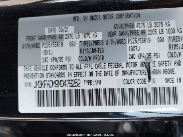 JM3KFADM9M0479252 Mazda Cx-5 Grand Touring