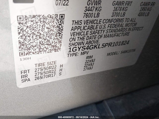 1GYS4GKL5PR101824 Cadillac Escalade 4wd Sport Platinum
