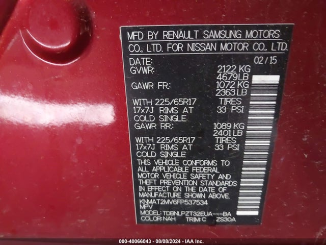Nissan ROGUE S 2015 KNMAT2MV6FP537534 Image 9