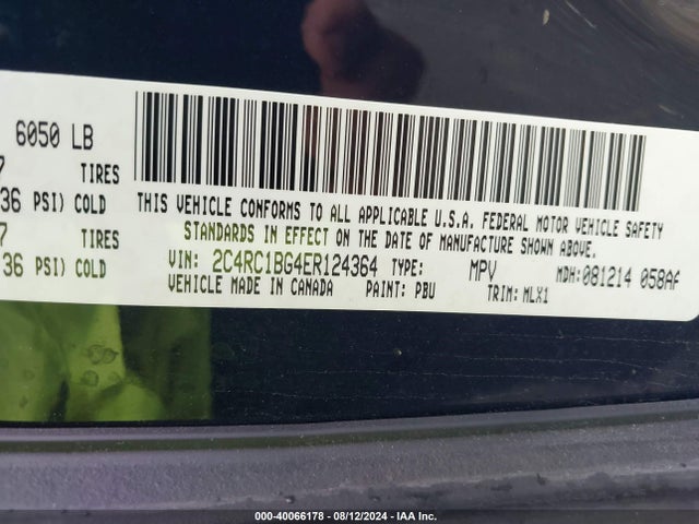 2C4RC1BG4ER124364 Chrysler Town & Country Touring