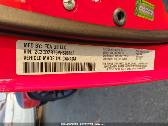 2C3CDZBT9PH596846 Dodge Challenger R/t