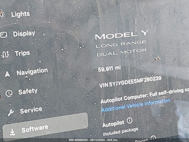 5YJYGDEE5MF280239 Tesla Model Y Long Range Dual Motor All-wheel Drive
