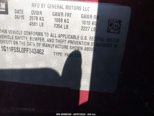 1G11F5SL0FF343462 Chevrolet Malibu 1lz