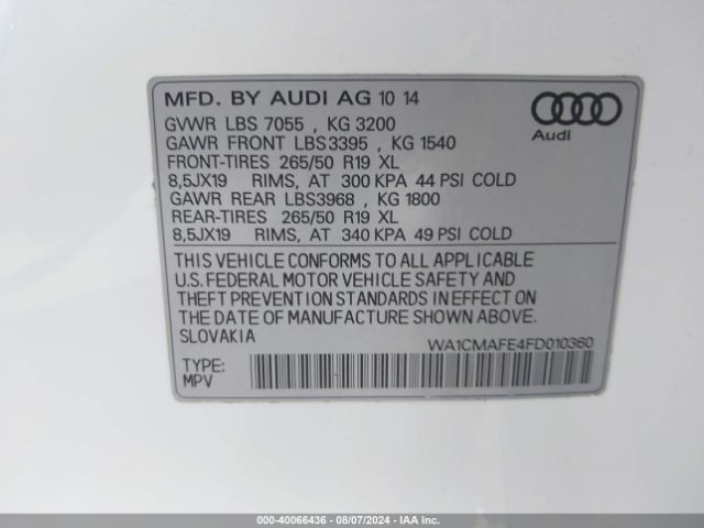 WA1CMAFE4FD010360 Audi Q7 3.0 Tdi Premium