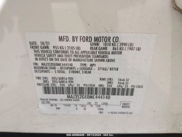 MAJ3S2GE0MC444140 Ford Ecosport Se
