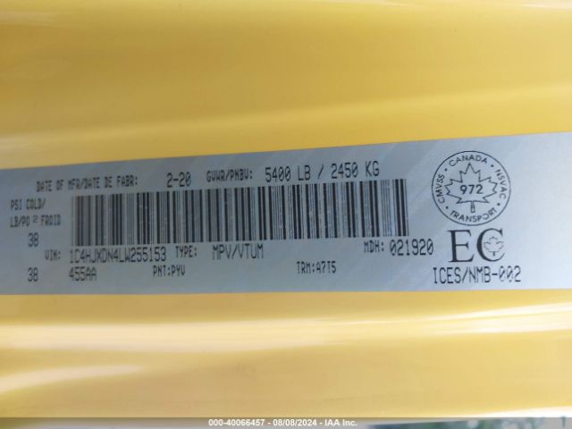 2020 JEEP WRANGLER 1C4HJXDN4LW255153 Photo 8