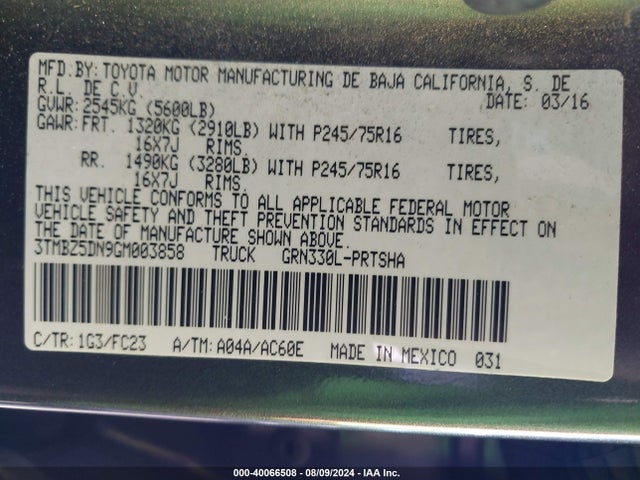 Toyota Tacoma Sr5 2016 3TMBZ5DN9GM003858 Image 9