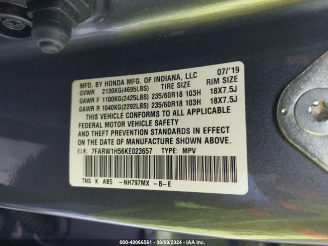7FARW1H56KE023657 Honda CR-V EX