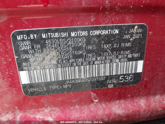 2022 MITSUBISHI ECLIPSE CROSS JA4ASWAA2NZ001592 Photo 8
