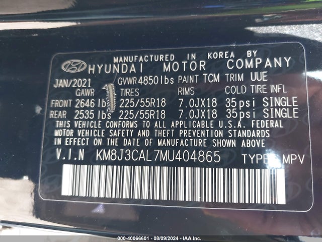 Hyundai Tucson Limited 2021 KM8J3CAL7MU404865 Image 9