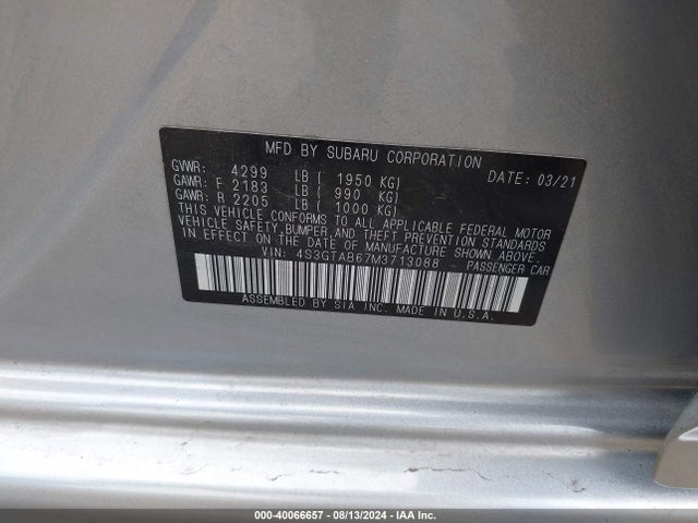 4S3GTAB67M3713088 Subaru Impreza 5-door