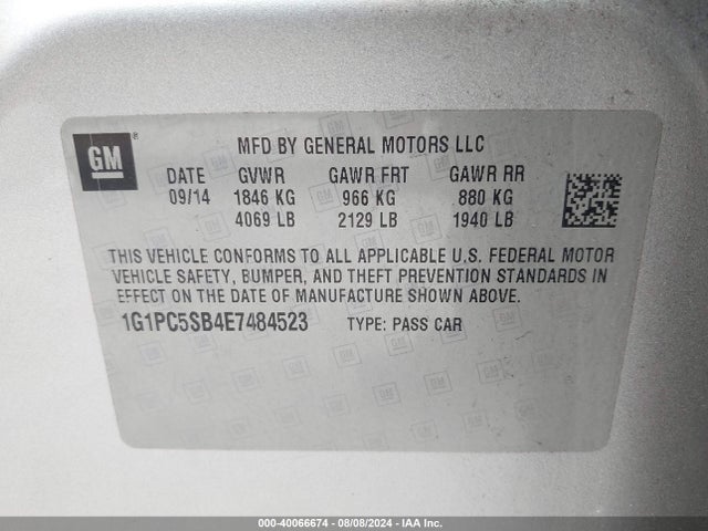 Chevrolet Cruze 1lt Auto 2014 1G1PC5SB4E7484523 Image 9