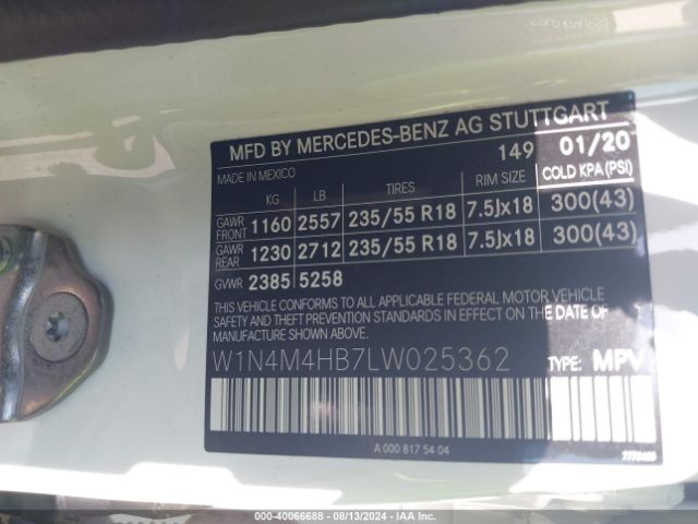 W1N4M4HB7LW025362 Mercedes-Benz Glb 250 4matic