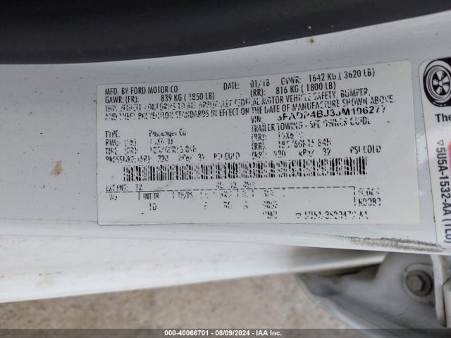Ford FIESTA SE 2018 3FADP4BJ3JM106277 Image 9
