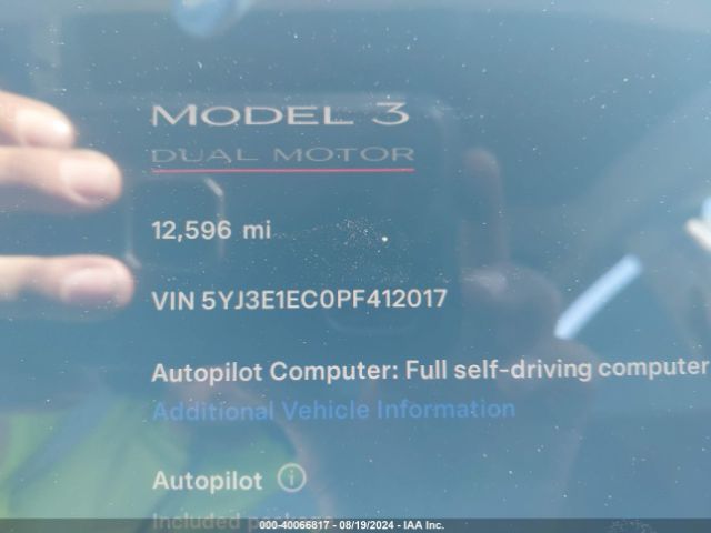 5YJ3E1EC0PF412017 Tesla MODEL 3