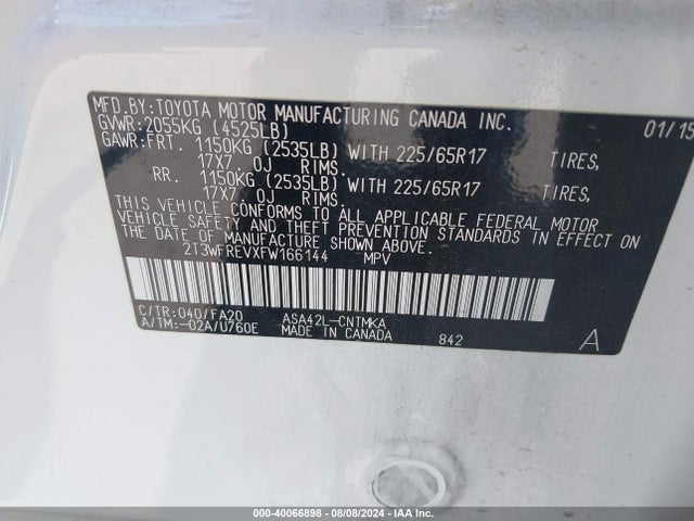 Toyota Rav4 Xle 2015 2T3WFREVXFW166144 Image 9