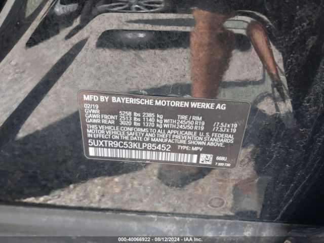 5UXTR9C53KLP85452 BMW X3 Xdrive30i