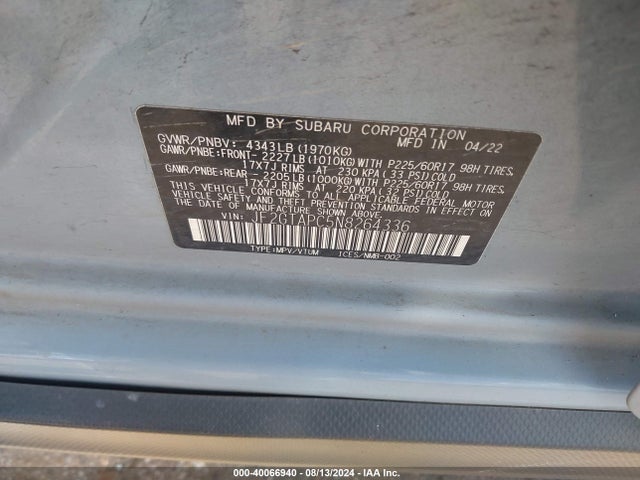 Subaru Crosstrek Premium 2022 JF2GTAPC5N8264336 Image 9