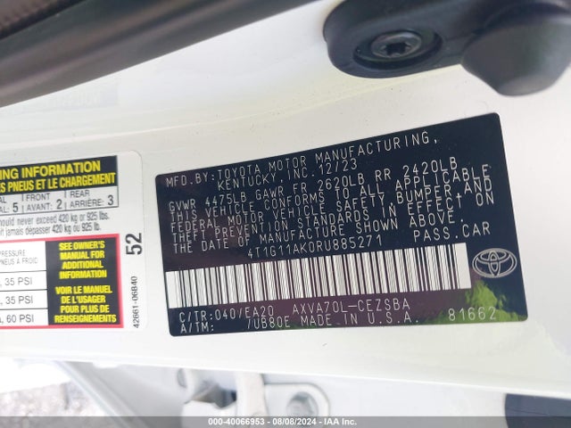 Toyota Camry Se Night Shade/se 2024 4T1G11AK0RU885271 Image 9