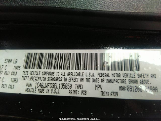 1C4BJWFG3EL135850 Jeep Wrangler Unlimited Rubicon