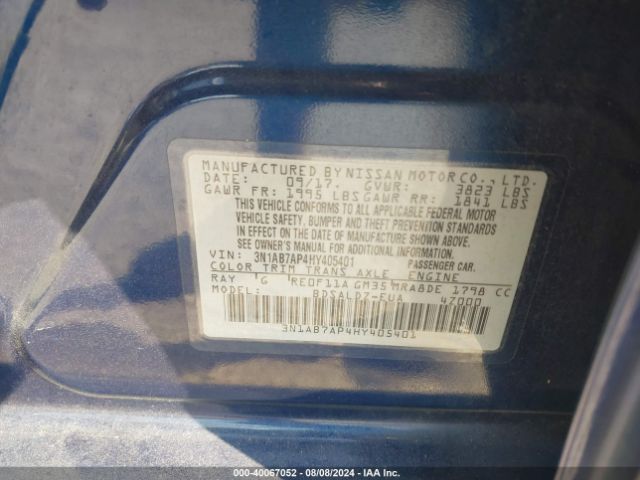 3N1AB7AP4HY405401 Nissan SENTRA SV