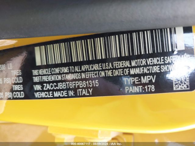 ZACCJBBT6FPB81315 Jeep Renegade Latitude