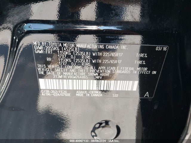 Toyota Rav4 Xle 2016 2T3WFREV8GW264865 Image 9