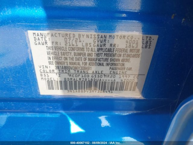 3N1AB8DV3MY308491 Nissan Sentra Sr Xtronic Cvt