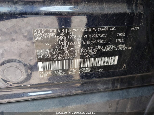 Toyota Rav4 Xle 2024 2T3P1RFV1RW451708 Image 9