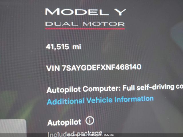 7SAYGDEFXNF468140 Tesla Model Y Performance Dual Motor All-wheel Drive