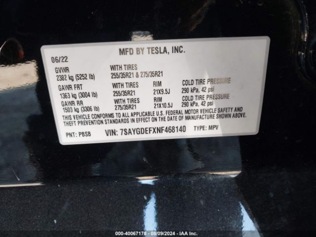 7SAYGDEFXNF468140 Tesla Model Y Performance Dual Motor All-wheel Drive