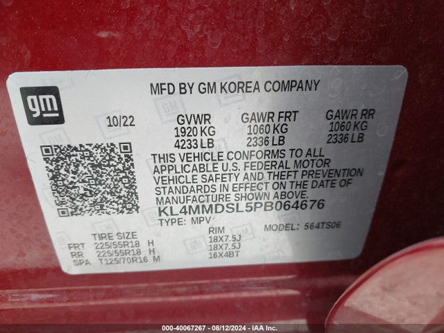 KL4MMDSL5PB064676 Buick Encore Gx Select Fwd