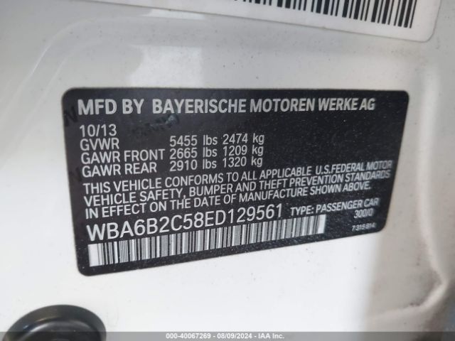 WBA6B2C58ED129561 BMW 650i Gran Coupe