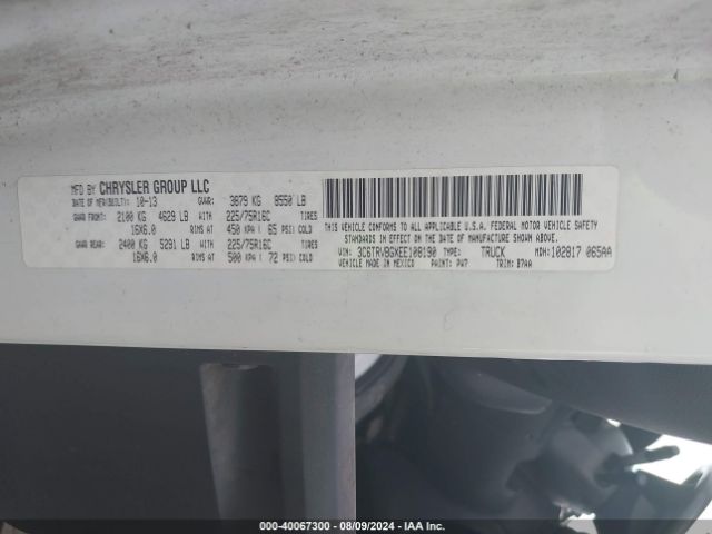 3C6TRVBGXEE108190 RAM Promaster 1500