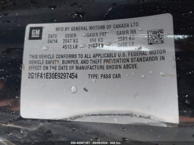 2G1FA1E30E9297454 Chevrolet Camaro 2ls