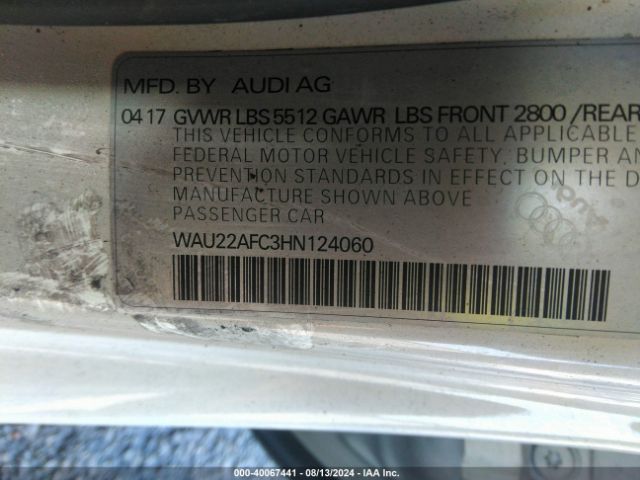 WAU22AFC3HN124060 Audi A7 3.0t Premium Plus