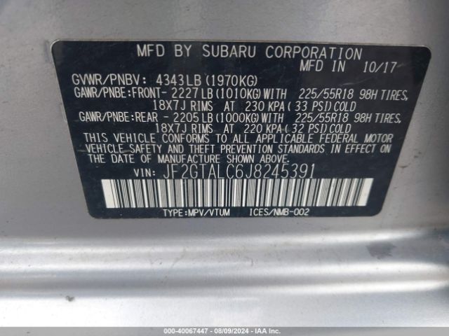 JF2GTALC6J8245391 Subaru Crosstrek 2.0i Limited