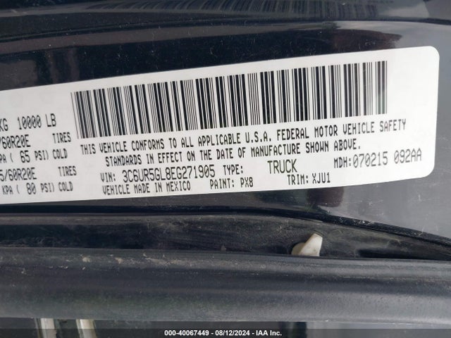 RAM 2500 Longhorn 2014 3C6UR5GL8EG271905 Image 8