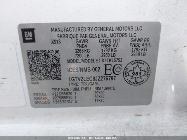 1GTV2LEC8JZ276797 GMC SIERRA 1500