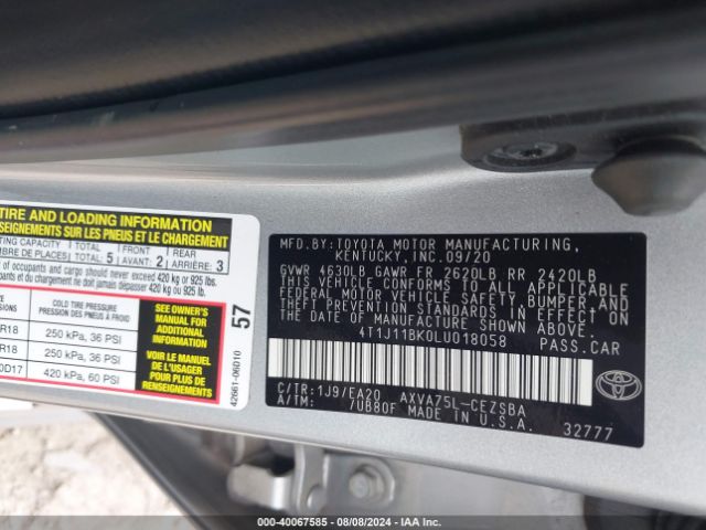 4T1J11BK0LU018058 Toyota Camry Se Awd