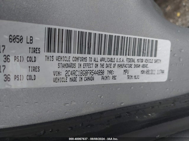 2C4RC1BG8FR544890 Chrysler Town & Country Touring
