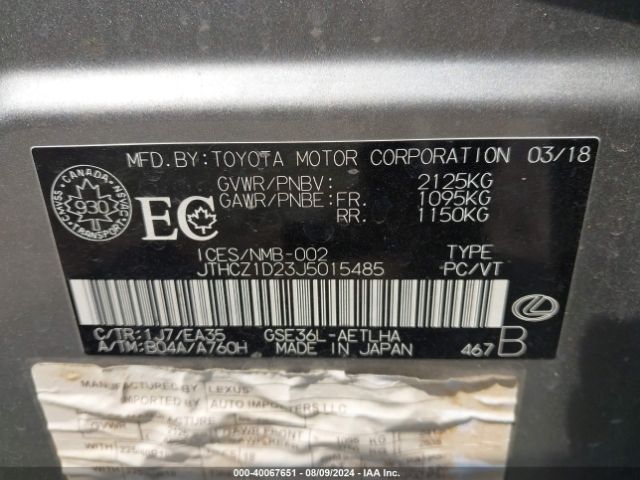 JTHCZ1D23J5015485 Lexus IS 350