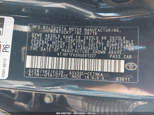 Toyota CAMRY LE 2017 4T1BF1FK6HU661327 Image 9