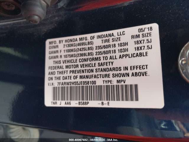 Honda CR-V EX 2018 7FARW2H55JE058100 Image 9