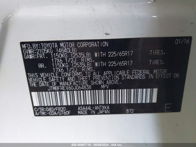 Toyota RAV4 LE 2016 JTMBFREV6GJ064838 Image 9