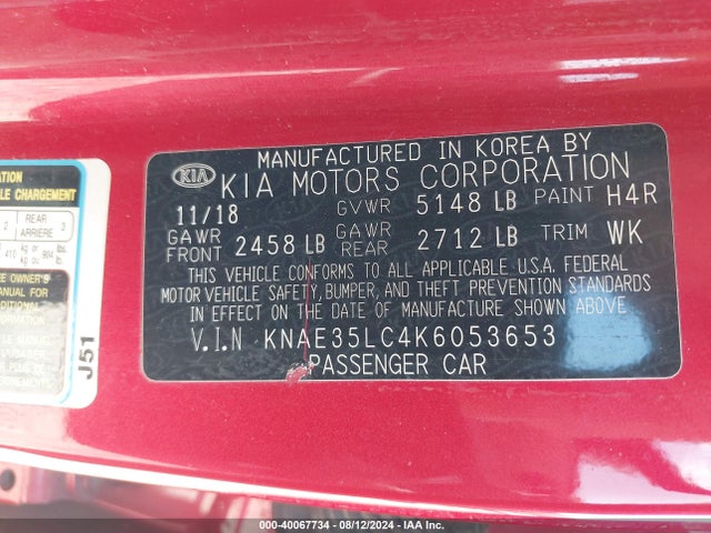 KIA STINGER GT 2019 KNAE35LC4K6053653 Image 9